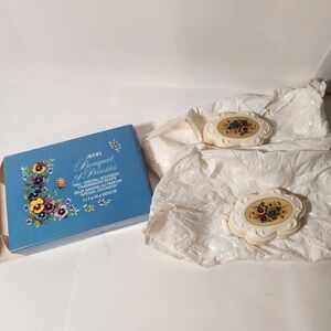 Vintage Avon Bouquet of Pansies Fragranced Soap Set 2 Bars 3oz Each Floral Decal